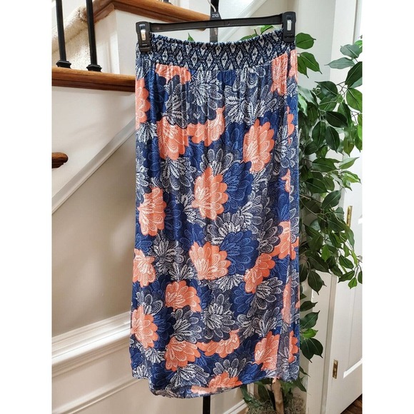 Hazel Hazel Hazel Women's Blue Floral 100% Rayon A-Line Casual Long Skirt Size M - Picture 7 of 10